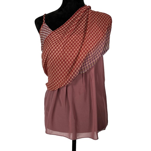 Cabi Plaid Tank Top Red Purple Wine Sleeveless Shell Blouse Houndstooth - Picture 10 of 13